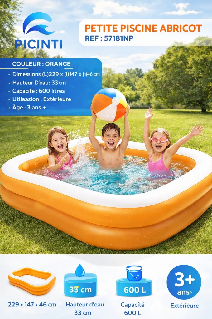 مسبح بلاستيكي قابل للنفخ piscine gonflable  صورة مصغرة 2
